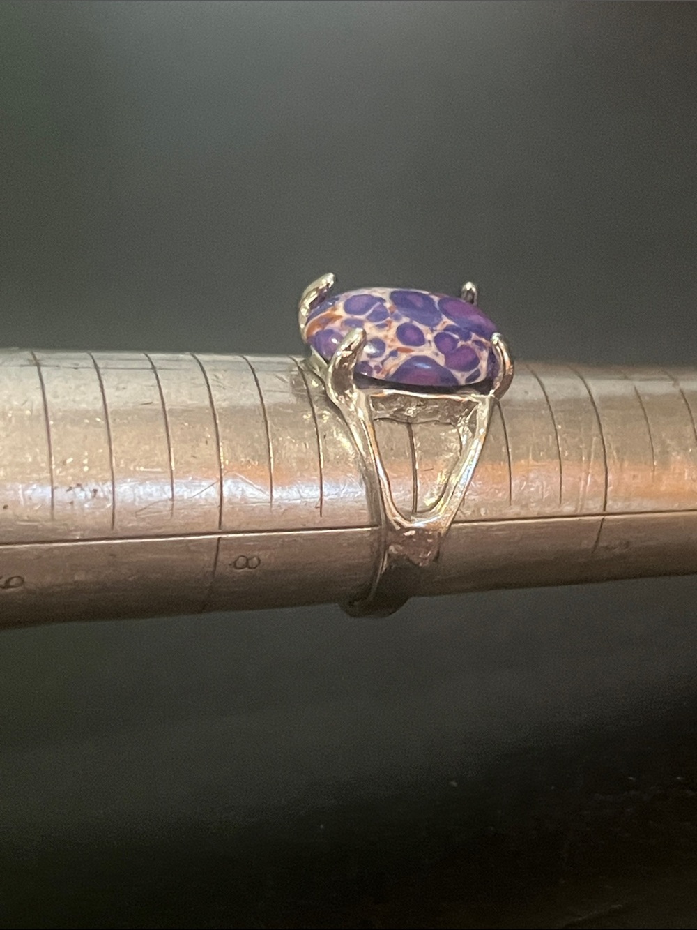 Purple Stone Prong-Set Ring - Unbranded Silver Tone